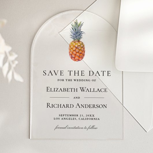 Tropical Pineapple Wedding Save the Date アクリル招待状