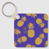Tropical Pineapple with Name – Watercolor Style キーホルダー (正面)