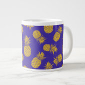 Tropical Pineapple with Name – Watercolor Style ジャンボコーヒーマグカップ (正面右)