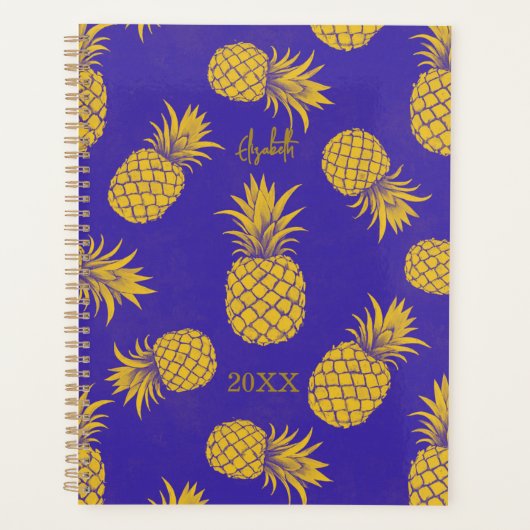 Tropical Pineapple with Name – Watercolor Style プランナー手帳 (正面)