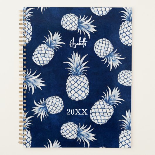 Tropical Pineapple with Name – Watercolor Style プランナー手帳 (正面)
