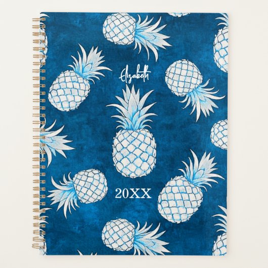 Tropical Pineapple with Name – Watercolor Style プランナー手帳 (正面)