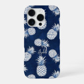 Tropical Pineapple with Name – Watercolor Style iPhoneケース (裏面)