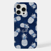 Tropical Pineapple with Name – Watercolor Style iPhoneケース (裏面)