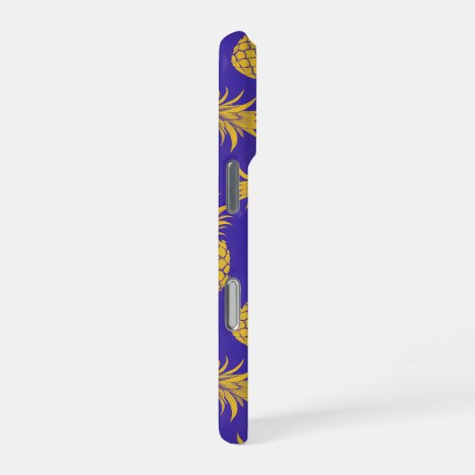 Tropical Pineapple with Name – Watercolor Style iPhoneケース (右側面)