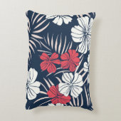 Tropical Pink and Navy Floral アクセントクッション (裏面(縦))