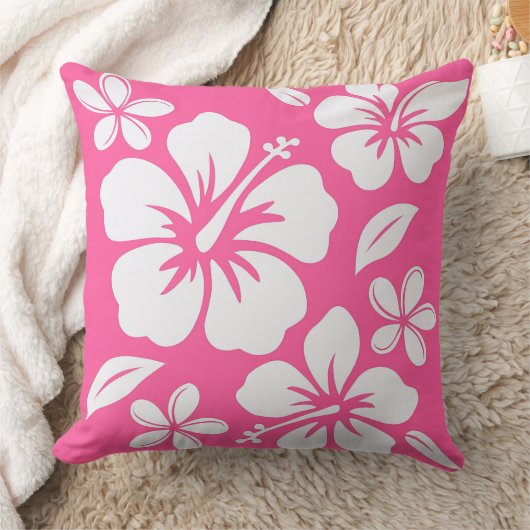 Tropical Pink Beach Flowers クッション (ブランケット)