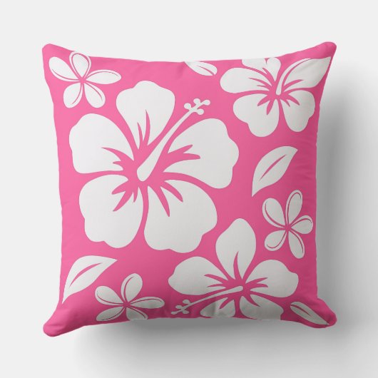 Tropical Pink Beach Flowers クッション (裏面)