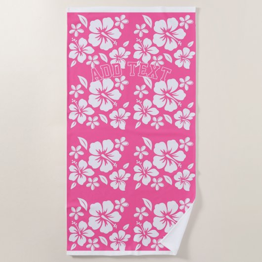 Tropical Pink Beach Flowers ビーチタオル (正面)