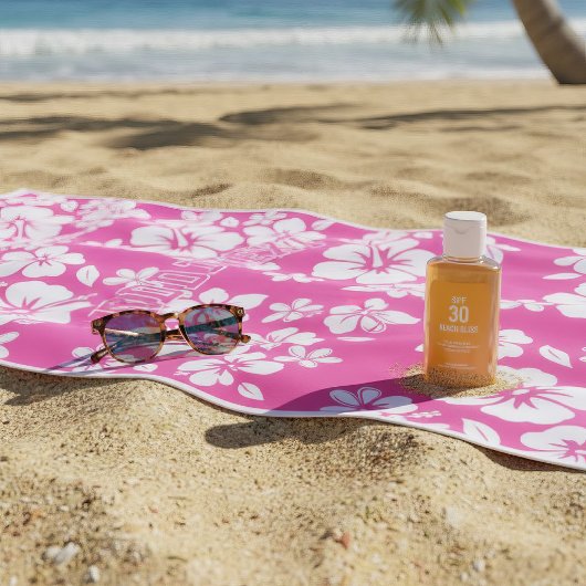 Tropical Pink Beach Flowers ビーチタオル