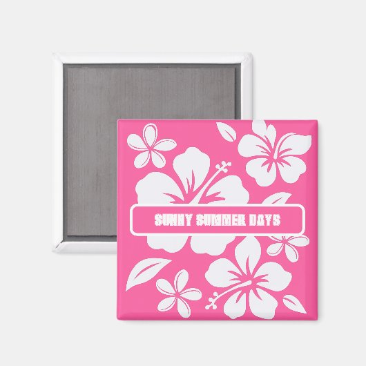 Tropical Pink Beach Flowers マグネット (正面/裏面)