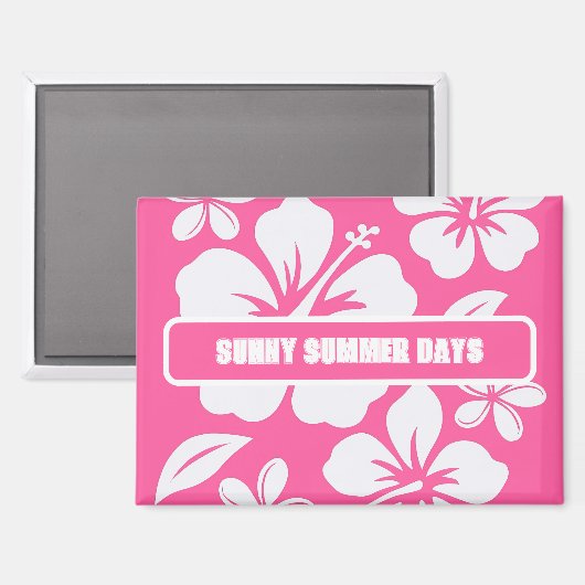 Tropical Pink Beach Flowers マグネット (正面/裏面)