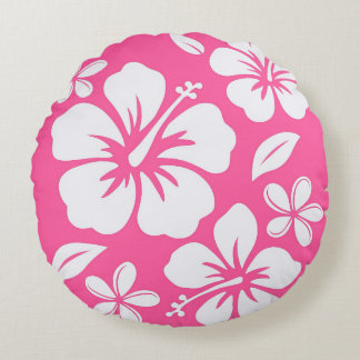 Tropical Pink Beach Flowers ラウンドクッション