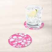 Tropical Pink Beach Flowers ラウンドペーパーコースター (インサイチュ)