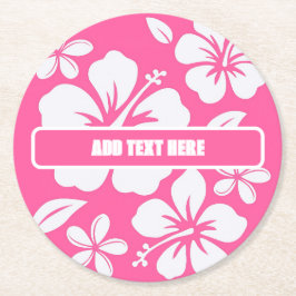Tropical Pink Beach Flowers ラウンドペーパーコースター