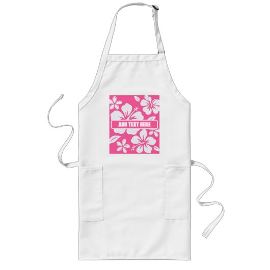 Tropical Pink Beach Flowers ロングエプロン (正面)