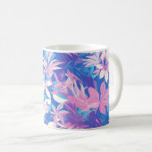 🌺 Tropical Pink & Blue Floral Pattern - Fresh & V コーヒーマグカップ (正面右)