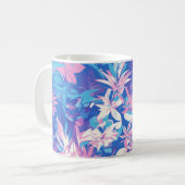 🌺 Tropical Pink & Blue Floral Pattern - Fresh & V コーヒーマグカップ (正面左)