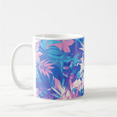 🌺 Tropical Pink & Blue Floral Pattern - Fresh & V コーヒーマグカップ (左)