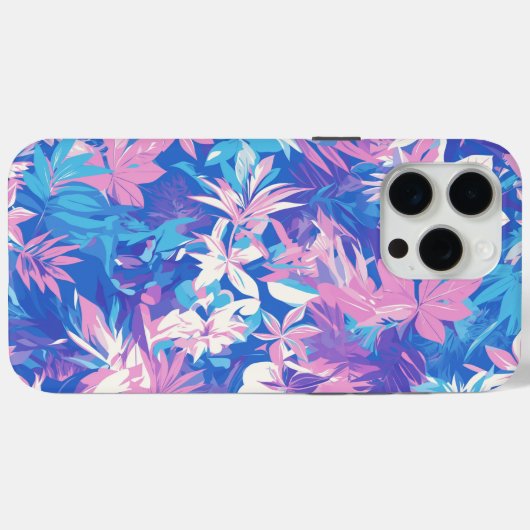 🌺 Tropical Pink & Blue Floral Pattern - Fresh & V Case-Mate iPhoneケース (裏面 (横))