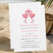 Tropical Pink Flamingo Beach Rehearsal Dinner 招待状