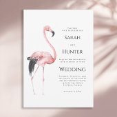 Tropical Pink Flamingo Beach Wedding 招待状