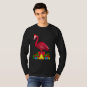 Tropical Pink Flamingo Christmas with Decorations Tシャツ (正面フル)