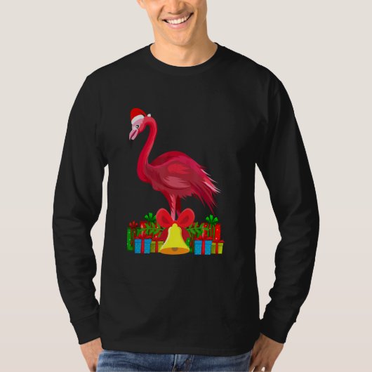 Tropical Pink Flamingo Christmas with Decorations Tシャツ (正面)
