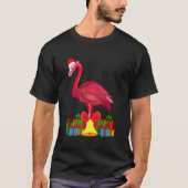 Tropical Pink Flamingo Christmas with Decorations Tシャツ (正面)