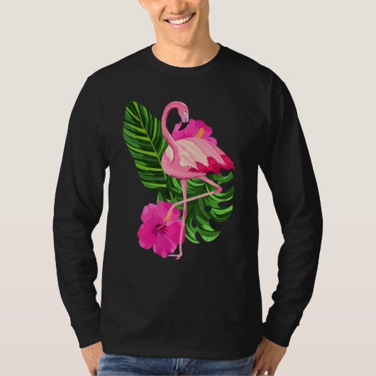 Tropical Pink Flamingo Flamingos Pink Bird Tシャツ (正面)