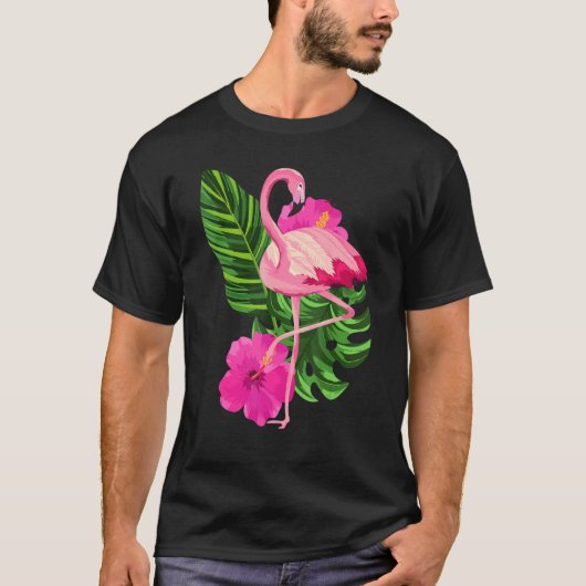 Tropical Pink Flamingo Flamingos Pink Bird Tシャツ (正面)