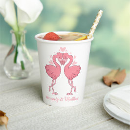 Tropical Pink Flamingo Hawaiian Beach Wedding 紙コップ