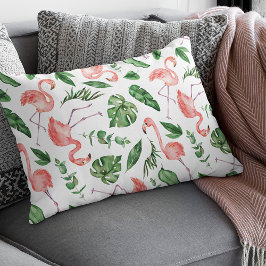 Tropical Pink Flamingo Pattern v2 アクセントクッション
