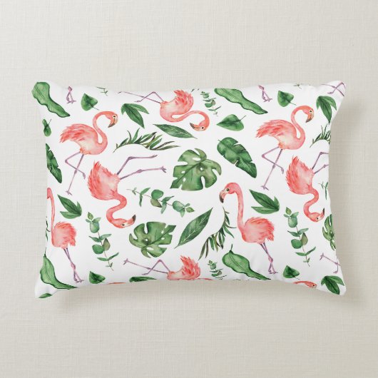 Tropical Pink Flamingo Pattern v2 アクセントクッション (正面)