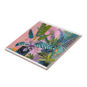 Tropical pink flamingos set against lush green タイル (側面)