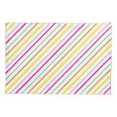 Tropical Pink Green Orange Yellow Stripes 枕カバー (裏面)