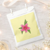 Tropical Pink Hibiscus Birthday Party Favor Bags フェイバーバッグ (クリップ留めされた状態)