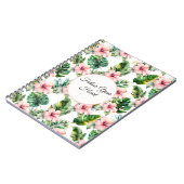 Tropical Pink Hibiscus Floral  ノートブック (左側)