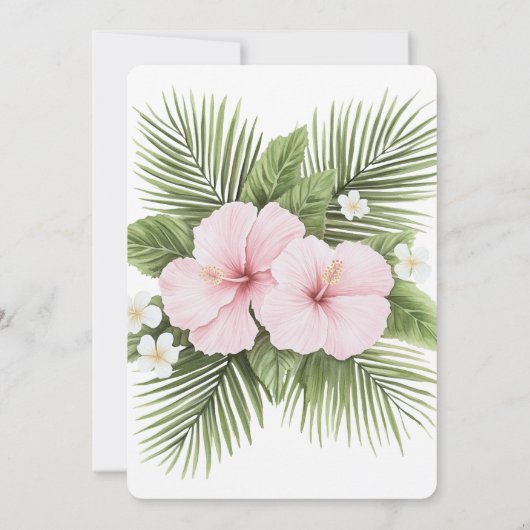 Tropical Pink Hibiscus Floral Wedding 招待状 (裏面)