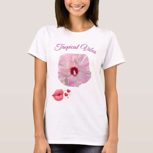 Tropical Pink Hibiscus T-Shirt Tシャツ (正面)