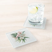 Tropical Pink Orchid Flowers ガラスコースター (アングル)