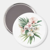 Tropical Pink Orchid Flowers マグネット (正面/裏面)