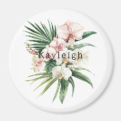 Tropical Pink Orchid Flowers マグネット (正面)