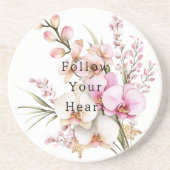 Tropical Pink White Orchid Flowers コースター (正面)