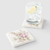 Tropical Pink White Orchid Flowers ストーンコースター (横)