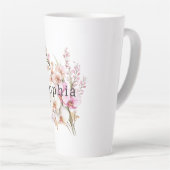 Tropical Pink White Orchid Flowers Birthday カフェラテマグ (右アングル)