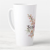 Tropical Pink White Orchid Flowers Birthday カフェラテマグ (左アングル)