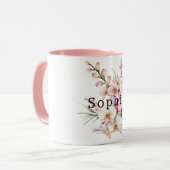 Tropical Pink White Orchid Flowers Birthday マグカップ (正面左)