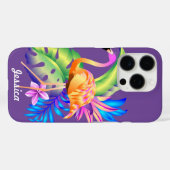 Tropical Plants and Flamingo Purple Personalised Case-Mate iPhoneケース (裏面 (横))