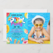 Tropical Pool Bash for Girl – Birthday Girl Photo 招待状 (正面)